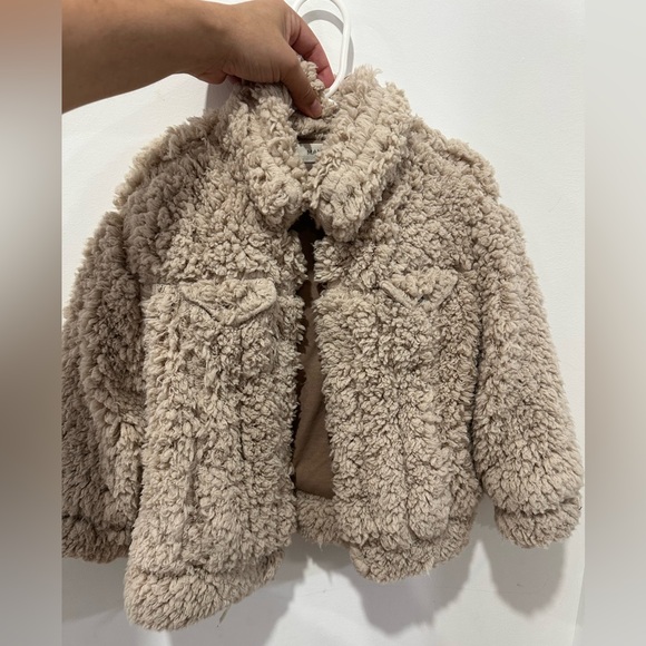 Mango Kids Cream Fuzzy Jacket - Picture 1 of 3